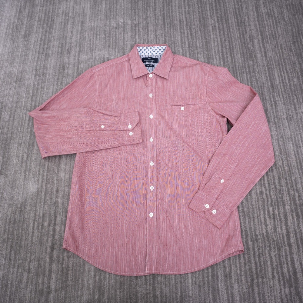 Michael Brandon Button Down Shirt Mens M Red Excellent Slim Fit Long Sleeve